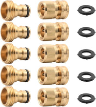 Load image into Gallery viewer, Rust-Proof Quick Connect Hose Fittings - 5 Sets of Heavy-Duty Brass Adapters