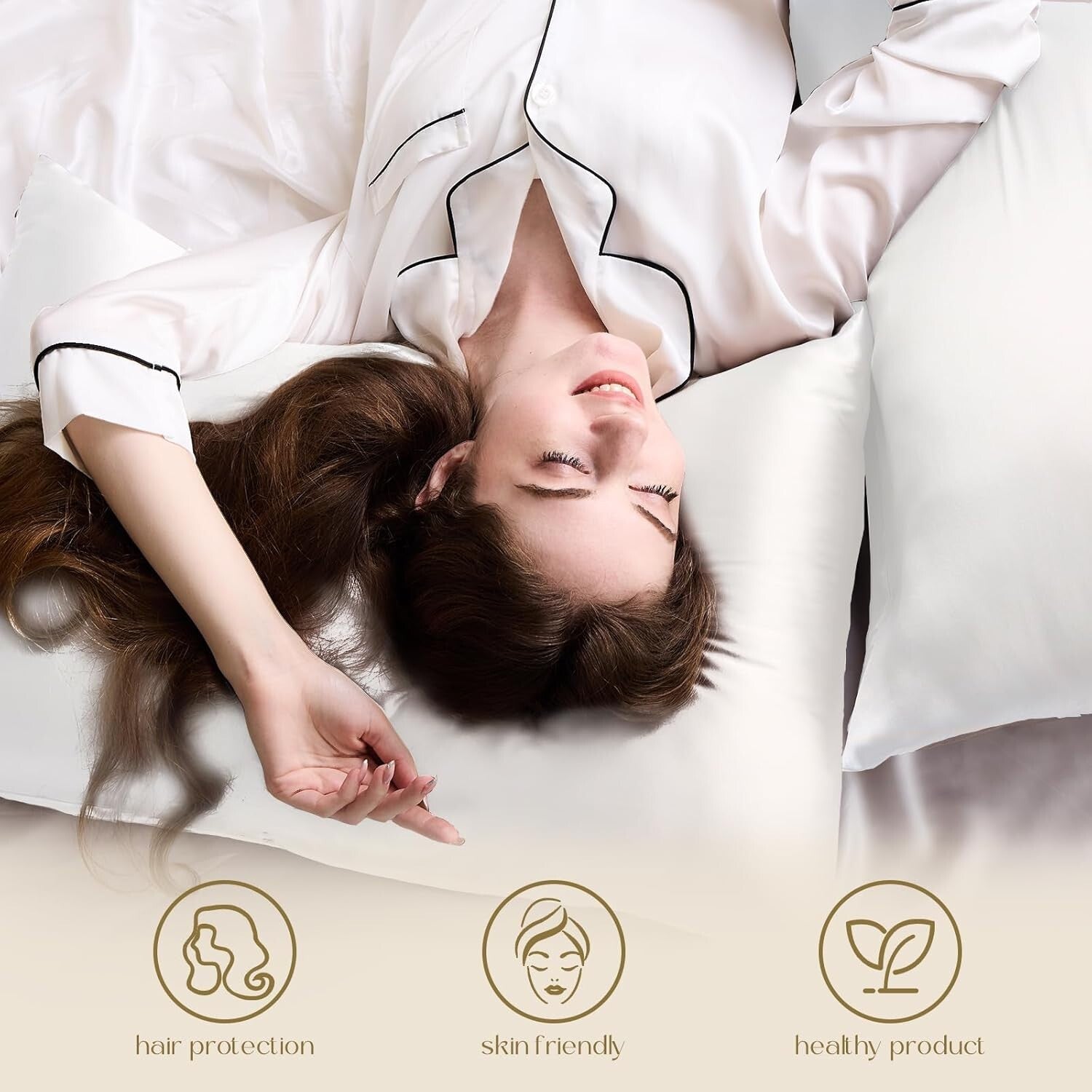 Premium Grade 6A Silk Pillowcases - 2 Pack Queen 20''x30'' with Hidden Zipper