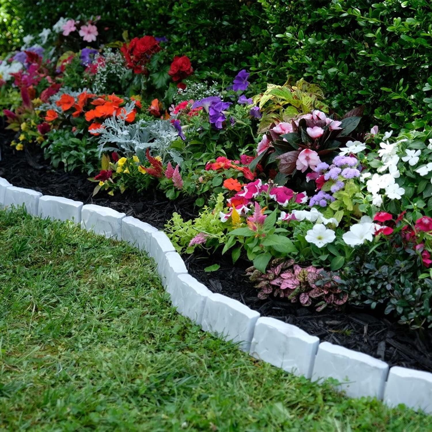 Durable No-Dig Stone-Look Edging - 2.7 in Tall, 60-foot Decorative Border