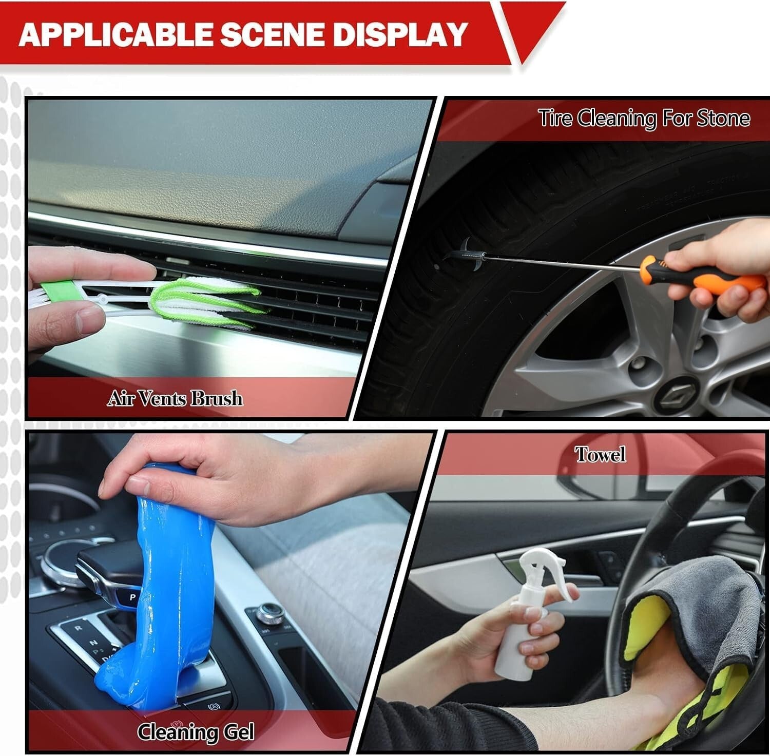 Complete 63-Piece Car Wash Set with Long Handle Brush & Powerful Vacuum Cleaner