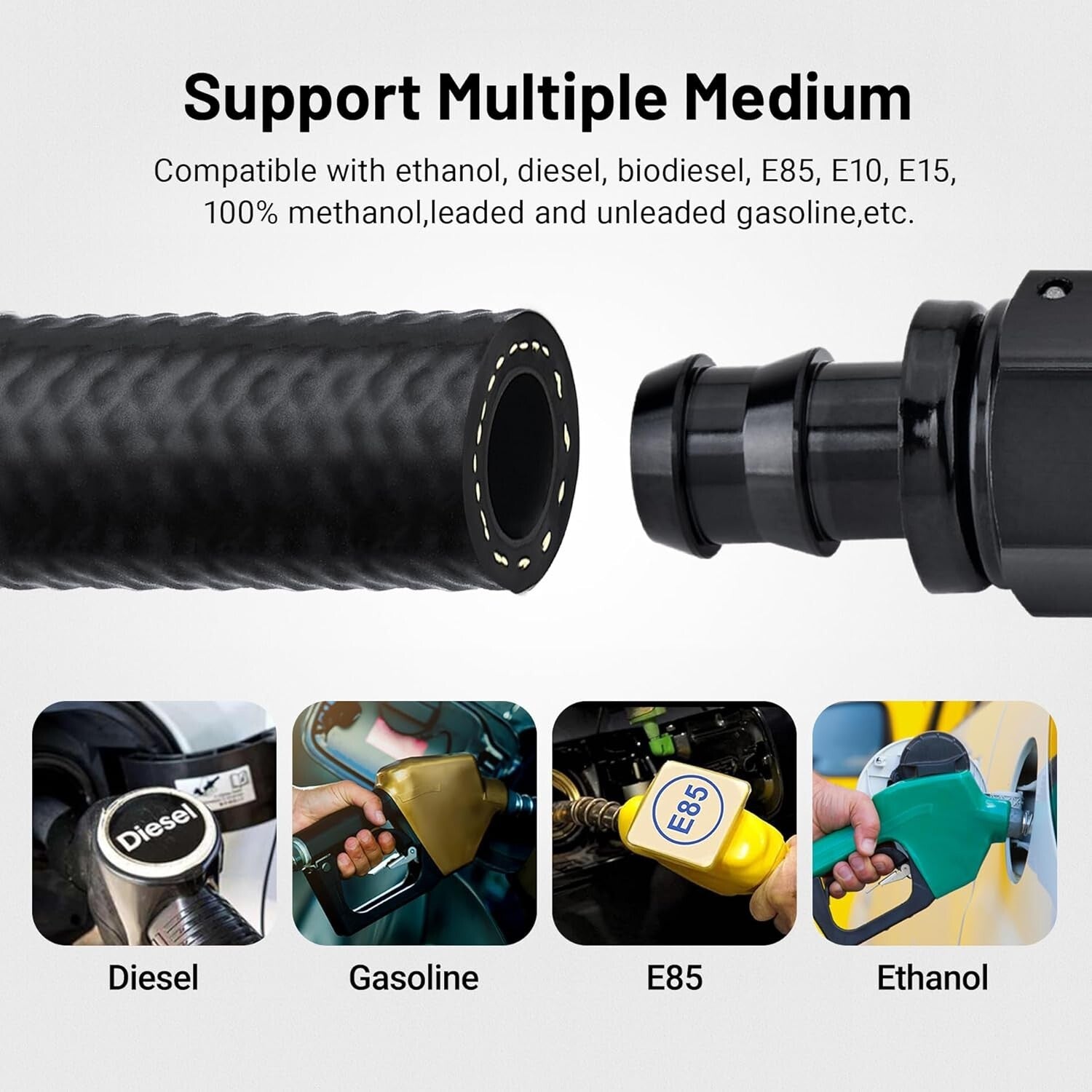 Durable 1/4 Inch Fuel Line Hose, 25FT - 1200 PSI Max Pressure & Flexible Design