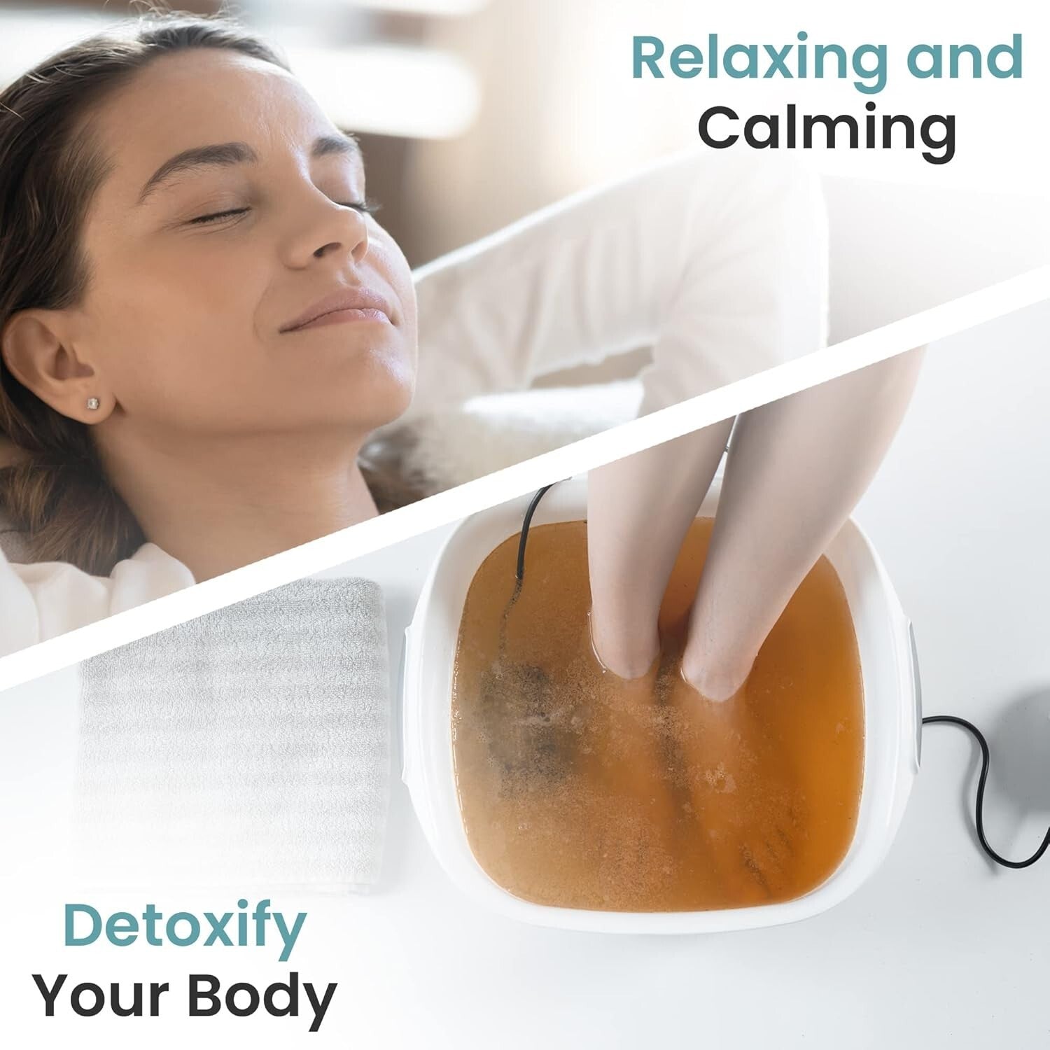 Elegant Ionic Foot Spa Detox Machine with Sea Salt & Reusable Arrays, 12QT