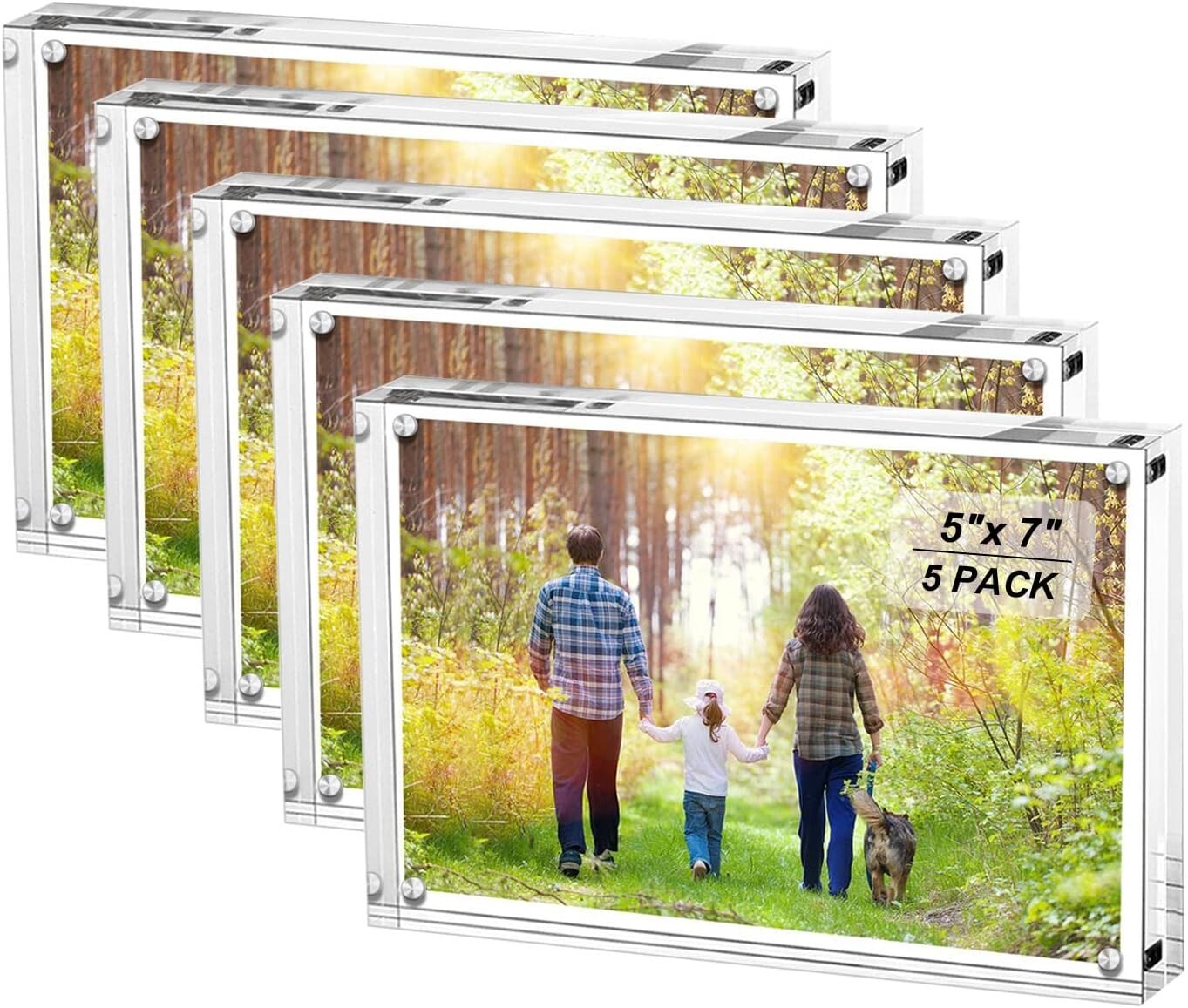 Clear Double-Sided 5x7 Acrylic Frames with Magnetic Hold - Perfect Gift