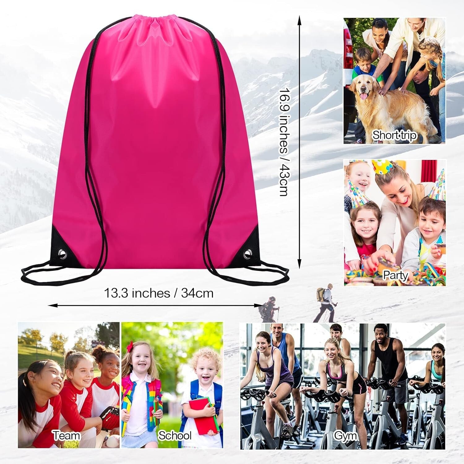 Large Capacity 17x13.4 Inch Drawstring Backpack Bulk - Ideal for Sports & Travel