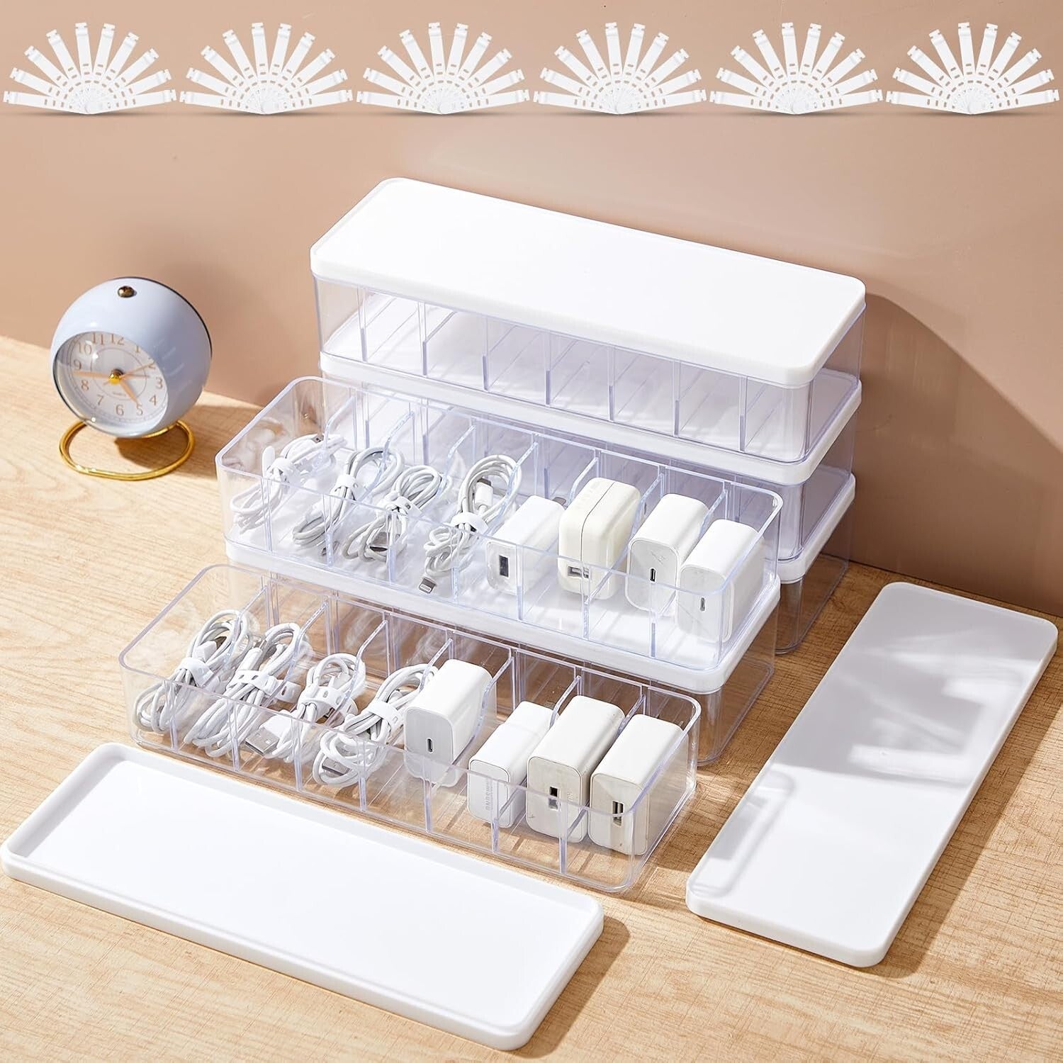 Multi-Functional Clear Cord Storage Box - Ideal for Cables and Office Supplies