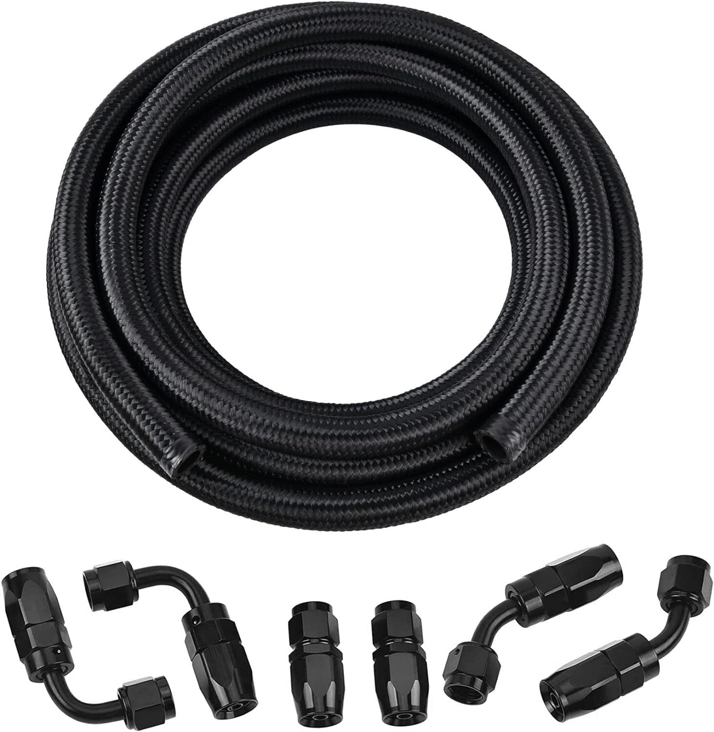 10FT High-Performance 4AN Fuel Hose Kit - CPE Synthetic Rubber Braided Design