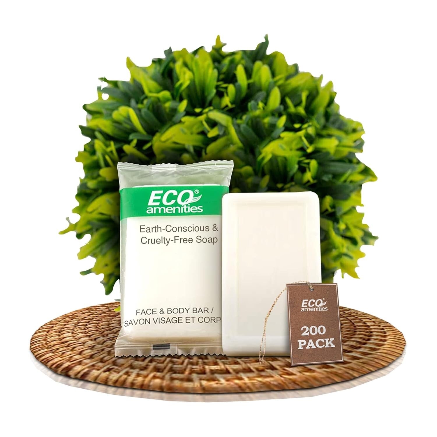 200 Pack Eco-Friendly Individually Wrapped Travel Soap Bars - Green Tea Scent