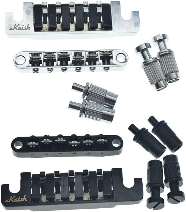 6.3mm Black Tune-O-Matic Roller Saddle Bridge & TP-6 Stopbar for Epiphone Models