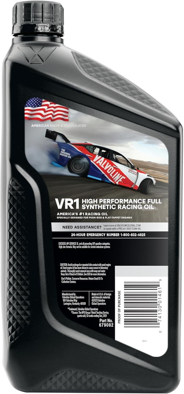 Full Synthetic 20W-50 Racing Motor Oil Case of 6 Quarts for High Performance