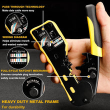 Load image into Gallery viewer, Versatile Pass Through Ethernet Crimper Kit with 50 RJ45 Connectors &amp; Stripper