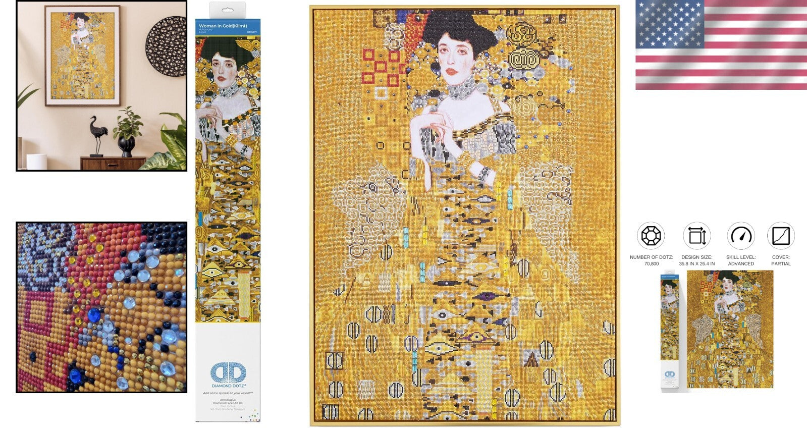 Quality Diamond Painting Kit: Woman in Gold - 36x26 Relaxing Art Experience