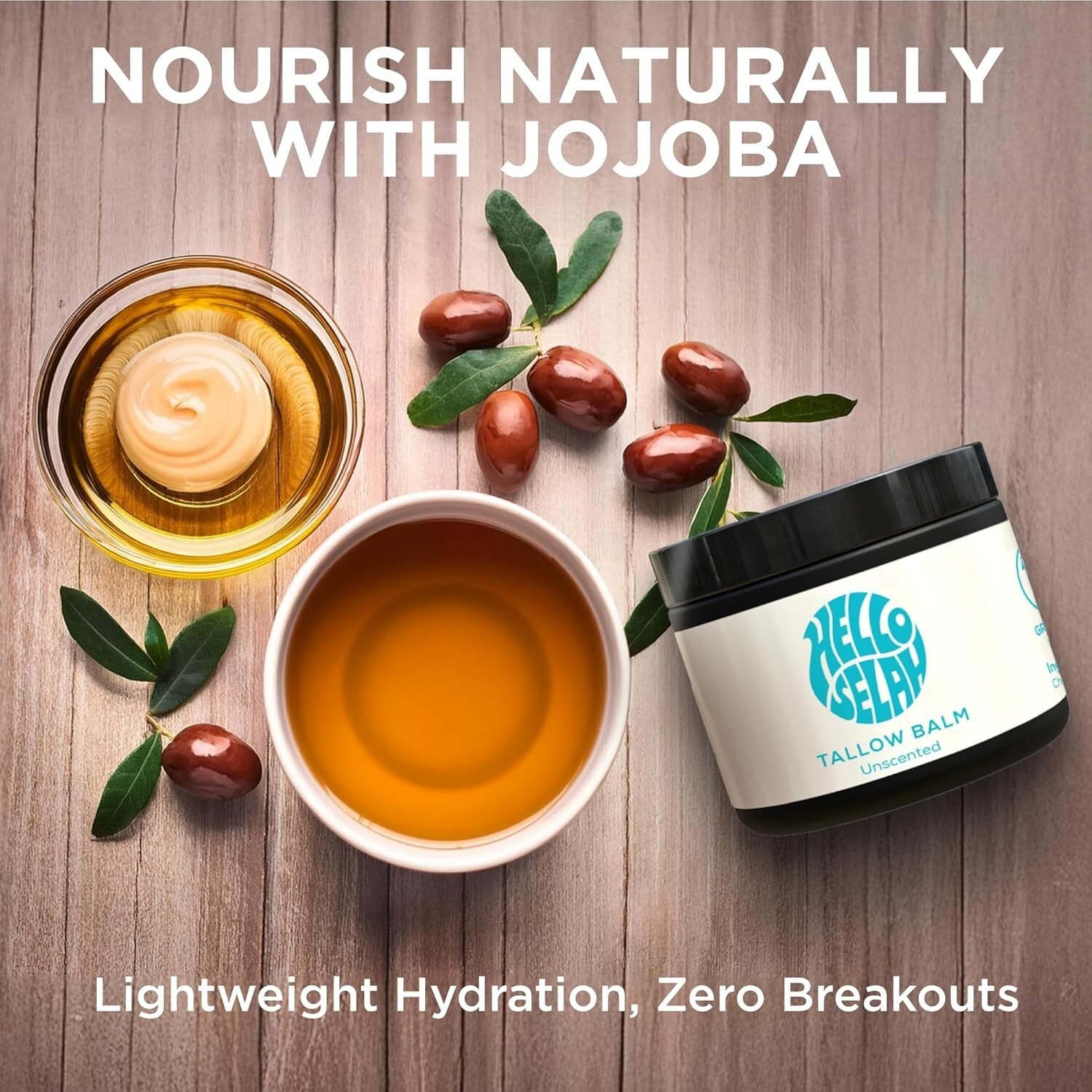 Organic Beef Tallow Balm - Unscented Moisturizer with Jojoba Oil for Vital Skin