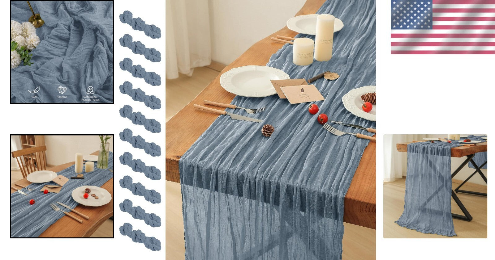 Versatile 35x120 Inch Dusty Blue Cheesecloth - Perfect for Weddings & Showers