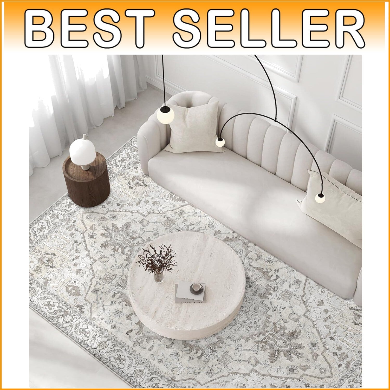 Elegant 5x7 Beige Tribal Area Rug - Versatile Use for Living Room, Office & More