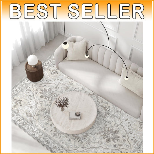 Elegant 5x7 Beige Tribal Area Rug - Versatile Use for Living Room, Office & More