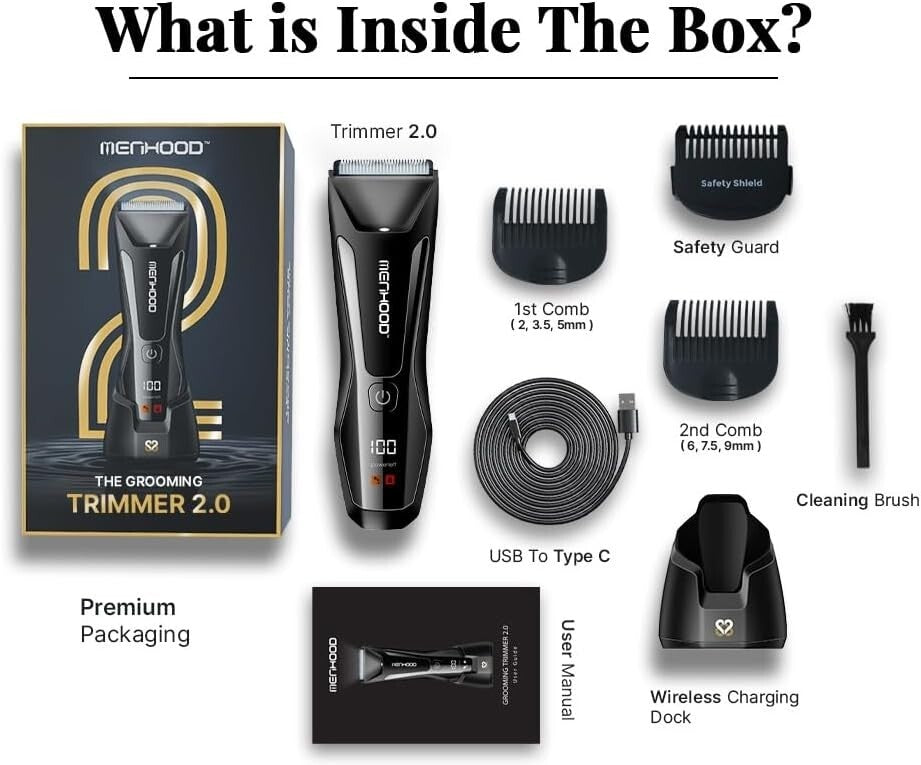 Men's Multi-Use Grooming Trimmer 2.0 - Skin-Friendly with Adjustable Lengths