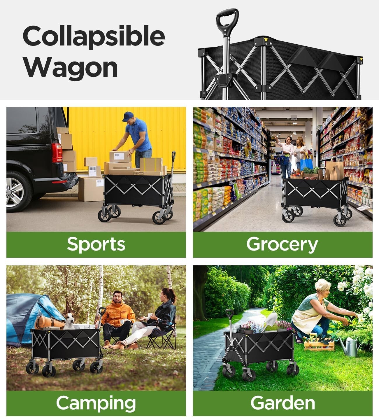 220lb Capacity Collapsible Beach Wagon with Large Wheels - All-Terrain Utility