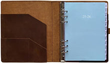 Load image into Gallery viewer, Premium Leather A5 Planner 2025-2026 - Refillable with Card Holder &amp; Pockets