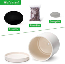 Load image into Gallery viewer, Large Round Ceramic Plant Pot - 10" Oatmeal Planter with Drainage Hole &amp; Saucer