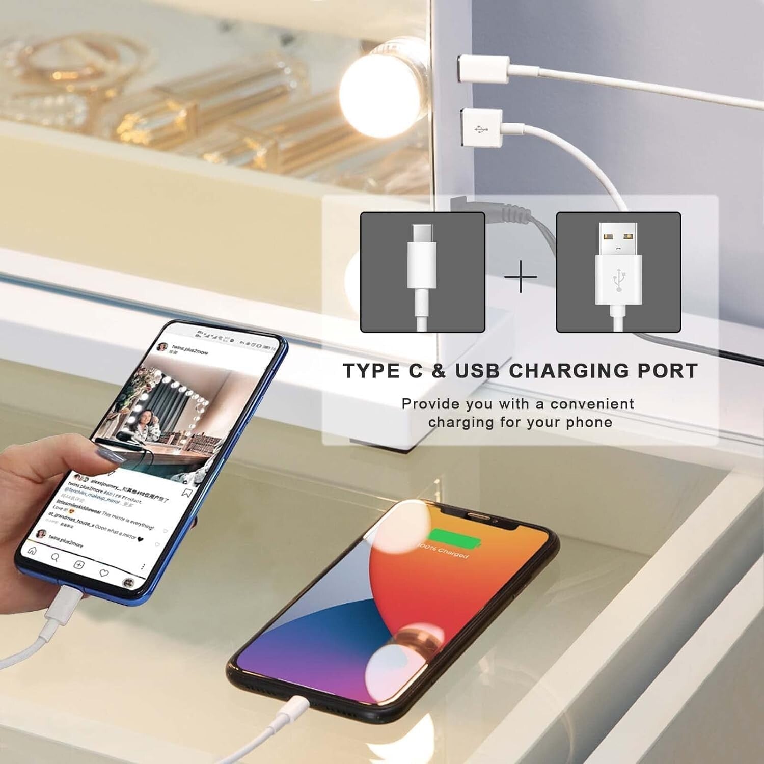 Elegant Dimmable Vanity Mirror with Touch Controls & 10X Magnifying Feature