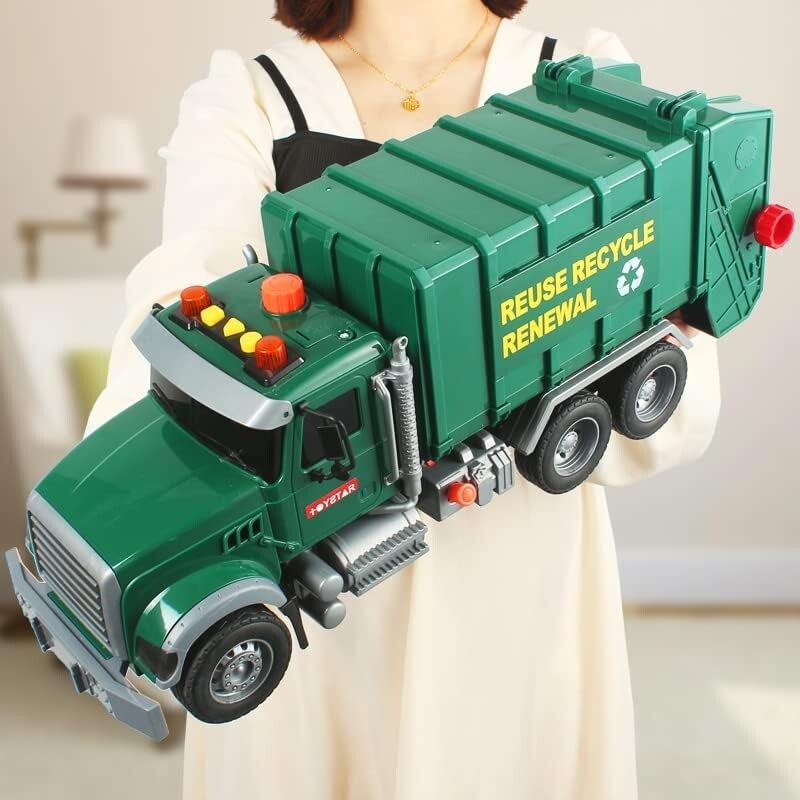 Educational Garbage Truck Toy Set - Lights, Sounds & Trash Cans for Toddlers