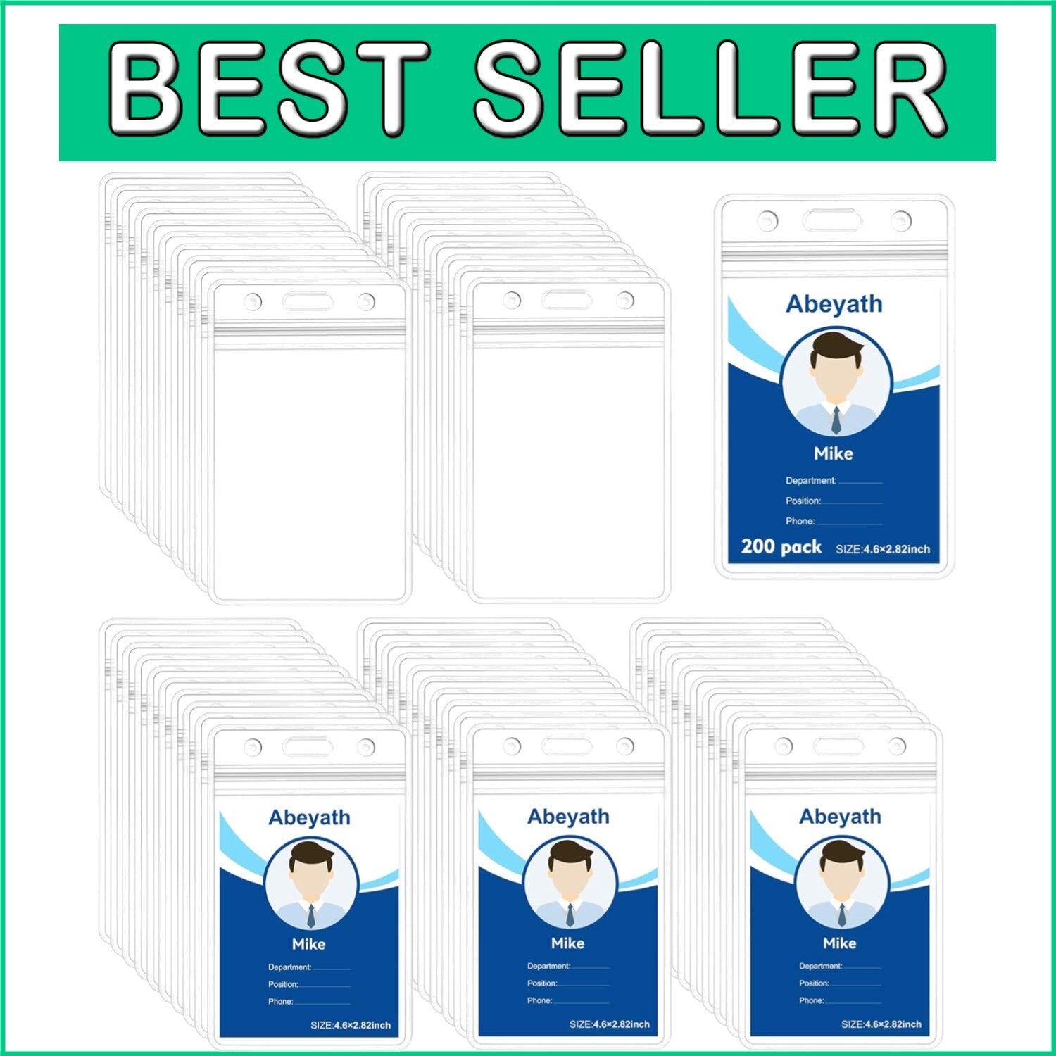 Best Value 200-Pack ID Badge Holders with Secure Zip Closure and PVC Material