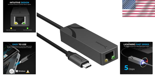 5GbE USB-C Ethernet Adapter with Rugged Aluminum Body for Fast Connectivity