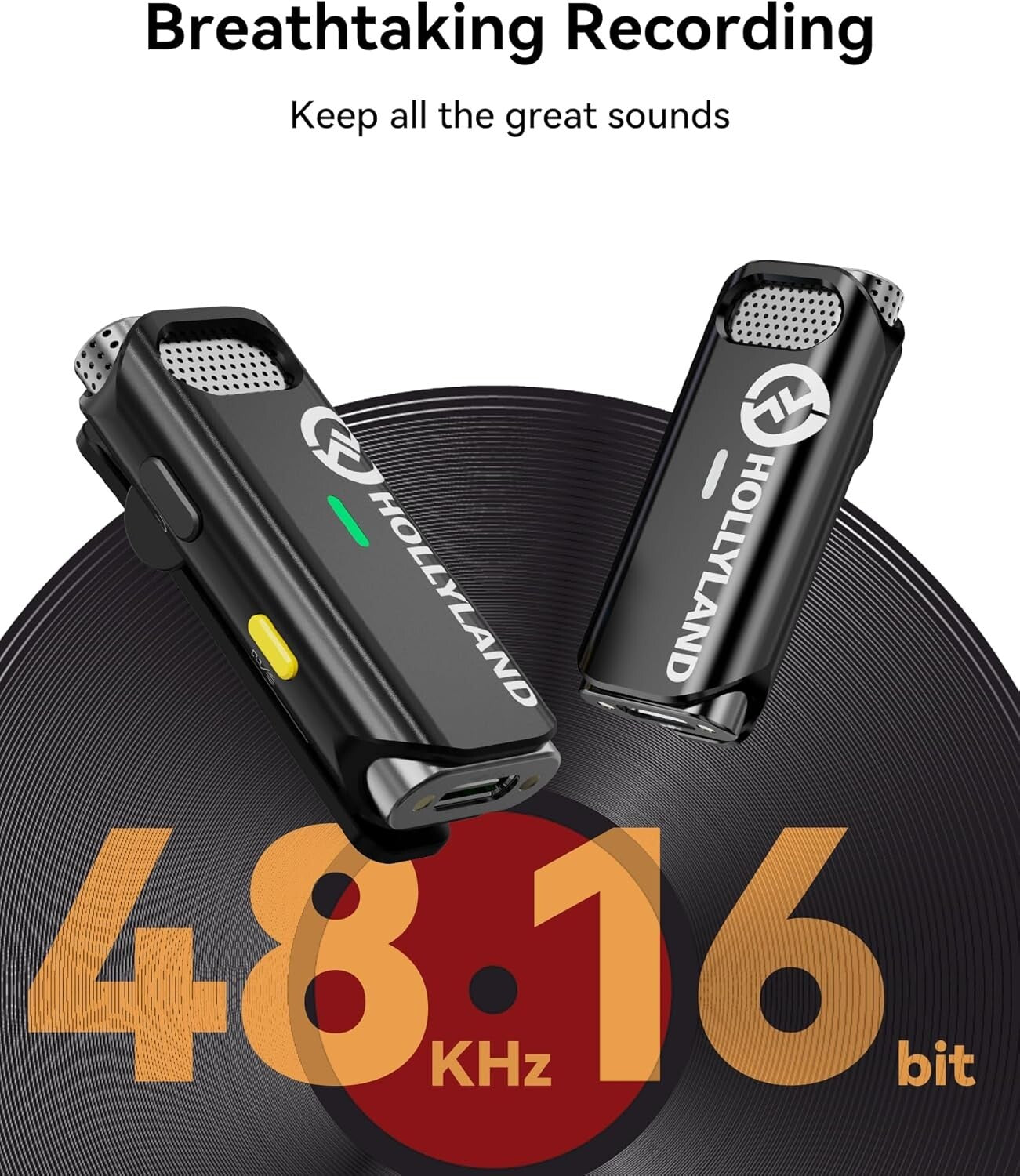 Active Noise Cancelling Lavalier Mic - 32H Battery, Ideal for iPhone/iPad Users