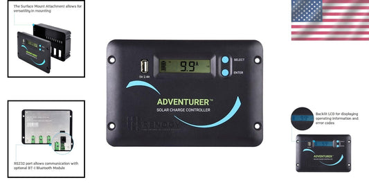 Reliable 30A Flush Mount Solar Charge Controller - LCD & Smart 4-Stage Charging