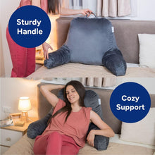 Load image into Gallery viewer, Breathable Backrest Pillow for Bed with Pockets - Perfect for Reading &amp; Resting