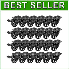 Load image into Gallery viewer, 24-Pack Heavy Duty Swivel Caster Wheels with Total Lock Brake - 1.5" Diameter