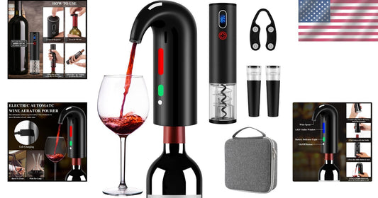 Elegant Wine Opener Gift Set with Aerator & Decanter - Rechargeable & Automatic