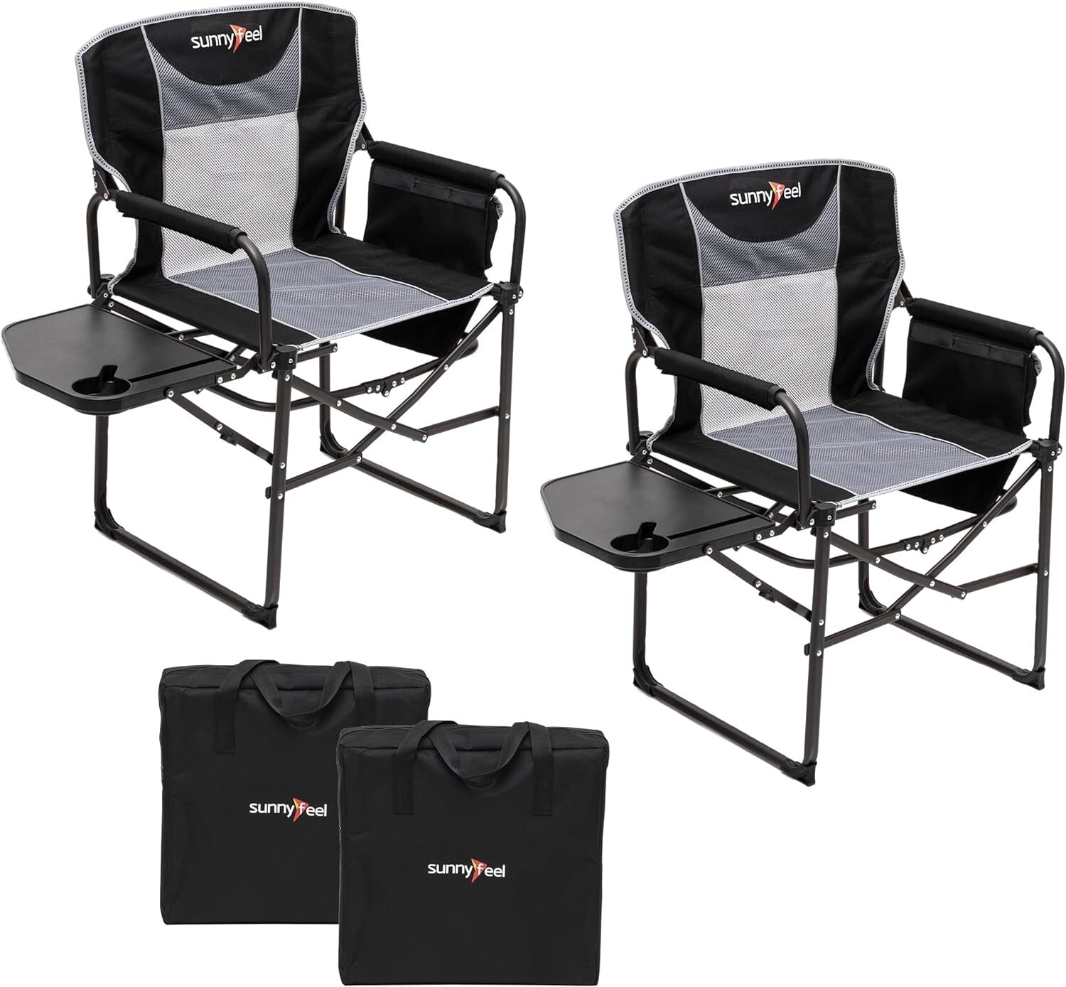 Durable Camping Directors Chair with Side Table and Multi-Pockets - Easy Setup