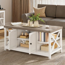 Load image into Gallery viewer, Farmhouse-Modern Coffee Table with Storage Cabinet and Easy Assembly - 39-inch