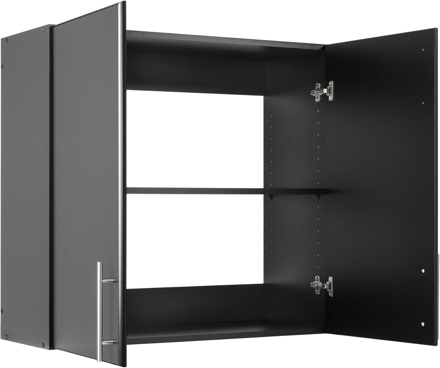 Elite 32-Inch Black Wall Cabinet: Stylish & Adjustable Storage Solution