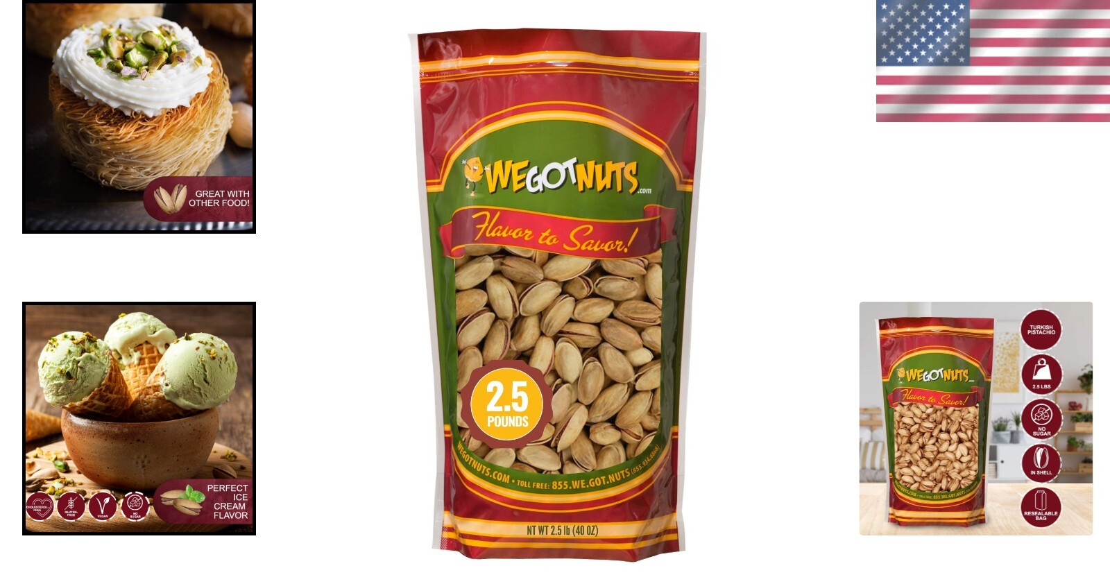 Premium Turkish Antep Pistachios - 2.5lbs Kosher Nutty Delight in Resealable Bag