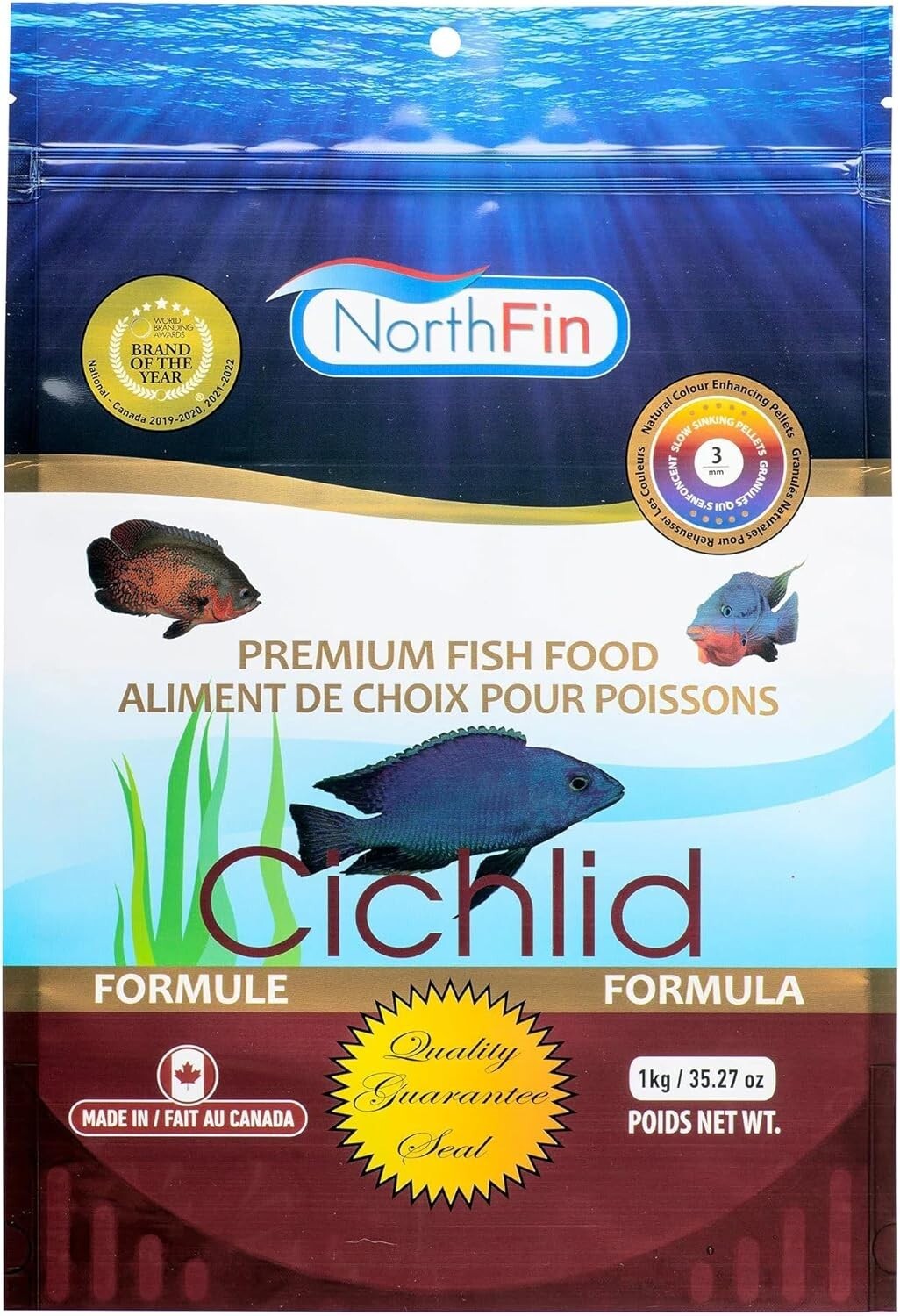 All-Natural 1kg Cichlid Formula – Slow Sinking 3mm Pellets for Vibrant Health