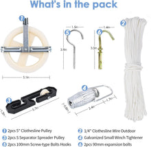 Load image into Gallery viewer, 150ft Nylon Clothesline Pulley Kit - Rust-Resistant for Ultimate Outdoor Drying