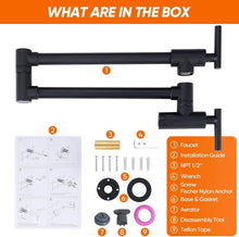 Load image into Gallery viewer, Commercial-Grade Pot Filler Faucet: Adjustable Wall-Mount Matte Black Style