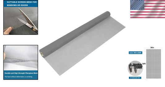 Adjustable 36x50 Fiberglass Screen Roll - Effortless DIY Insect Protection Mesh