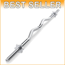 Load image into Gallery viewer, Ergonomic 48-inch Chrome Curl Bar with Spin-Lock Collars for Safe Weightlifting