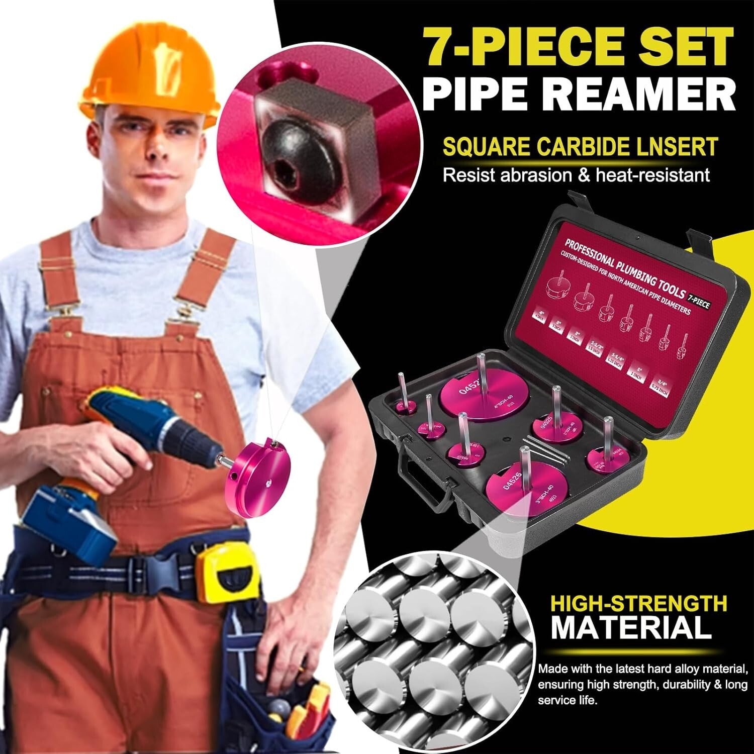 Durable Aluminum Alloy 7-Piece Pipe Reamer Kit for Leak-Free Plumbing Repairs