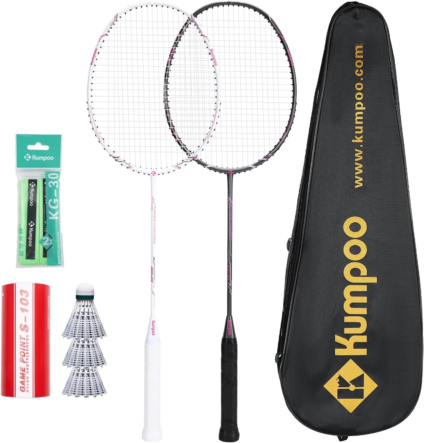 Elevate Your Game: 2 Carbon Fiber Badminton Rackets with Cover and Shuttlecocks