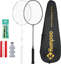Load image into Gallery viewer, Elevate Your Game: 2 Carbon Fiber Badminton Rackets with Cover and Shuttlecocks