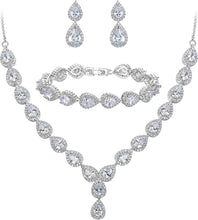 Load image into Gallery viewer, Infinity Design CZ Jewelry Set - Necklace, Bracelet &amp; Earrings for Everyday Glam