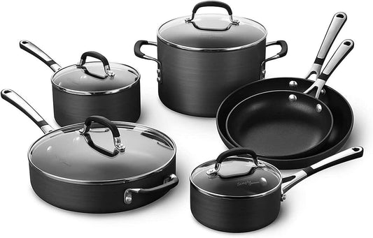 Professional 10-Piece Non-Stick Cookware Set - Hard-Anodized Aluminum Design
