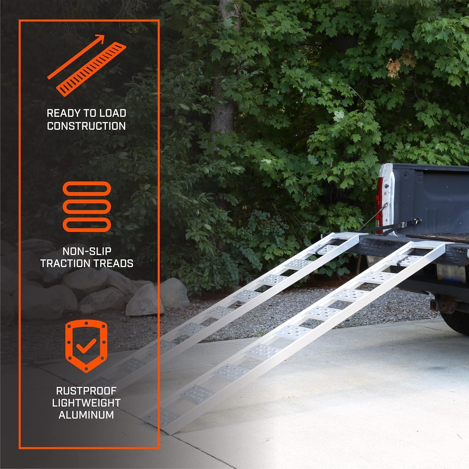 Fixed Aluminum Ramps with Traction Treads - Securely Load Lawn Tractors & Mowers
