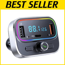 Load image into Gallery viewer, Bluetooth FM Transmitter with Dual Mics &amp; Fast Charging - Hands-Free Car Kit