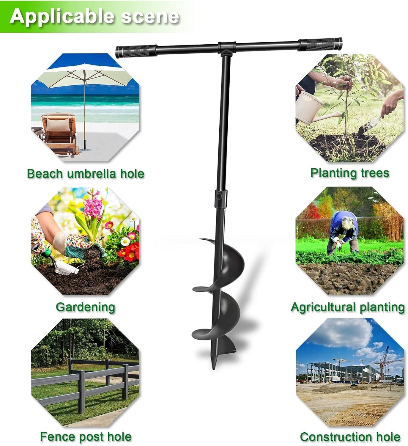 Eco-Friendly 6" x 38" Manual Garden Hole Digger - Alloy Steel Construction