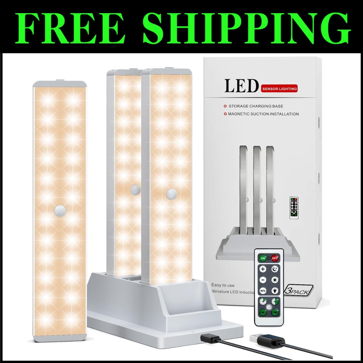 Wireless LED Closet Lights with Remote & Dimming - Perfect for Home Safety